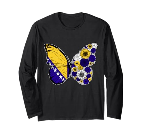 Bosnische Frauen Bosnien Herzegovina Schmetterling Herkunft Langarmshirt von Stolze Bosnische Wurzeln