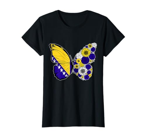 Bosnische Frauen Bosnien Herzegovina Schmetterling Herkunft T-Shirt von Stolze Bosnische Wurzeln