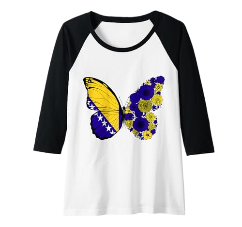 Damen Bosnische Herkunft Bosnien Herzegovina Stolz Schmetterling Raglan von Stolze Bosnische Wurzeln