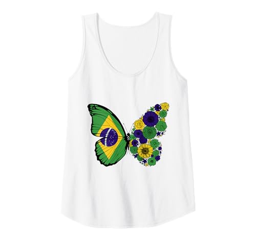 Damen Brazilianische Herkunft Brasil Stolz Schmetterling Brazilien Tank Top von Stolze Brazilianische Wurzeln