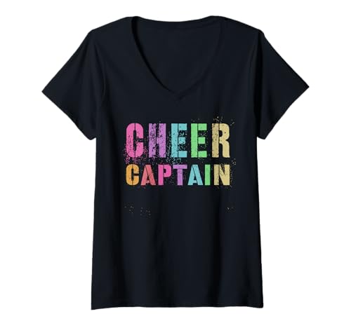 Damen Cheerleader-Truppe des Cheerleaderteams von Cheer Captain im Vintage-Stil T-Shirt mit V-Ausschnitt Damen Cheerleader-Truppe des Cheerleaderteams von Cheer Captain im Vintage-Stil T-Shirt mit V-Ausschnitt von Class of 2026 Soccer Mom Little Loud Sisters Crew