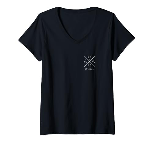 Mama est. 2021 Mutter seit 2021 Mama 2021 T-Shirt mit V-Ausschnitt von Stolze Eltern Design Mama Papa Est.