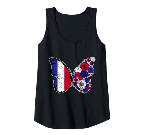 Damen Französische Flagge Frankreich Stolz Schmetterling Herkunft Tank Top von Stolze Französische Wurzeln