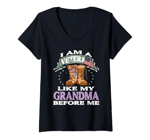Damen Ich Bin Eine Veteranin Wie Meine Oma Vor Mir Ehre T-Shirt mit V-Ausschnitt Damen Ich Bin Eine Veteranin Wie Meine Oma Vor Mir Ehre T-Shirt mit V-Ausschnitt von Stolze Generationen Militärfrauen