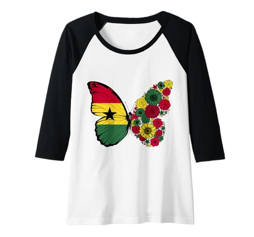 Damen Ghanaische Herkunft Flagge Ghana Stolz Schmetterling Raglan von Stolze Ghanaische Wurzeln