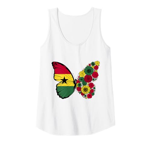 Damen Ghanaische Herkunft Flagge Ghana Stolz Schmetterling Tank Top von Stolze Ghanaische Wurzeln