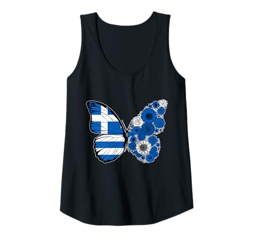 Damen Griechische Frau Griechenland Flagge Schmetterling Herkunft Tank Top Damen Griechische Frau Griechenland Flagge Schmetterling Herkunft Tank Top von Stolze Griechische Wurzeln