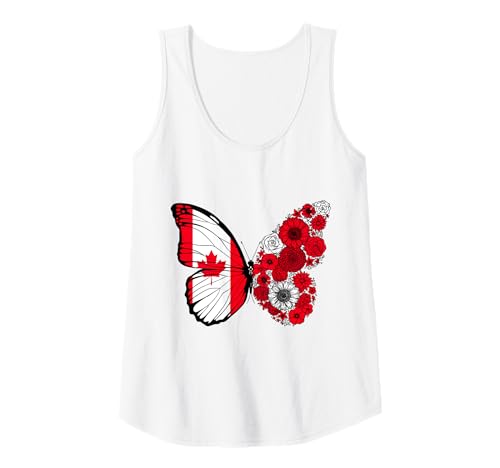 Damen Kanadische Herkunft Kanada Stolz Schmetterling Tank Top von Stolze Kanadische Wurzeln