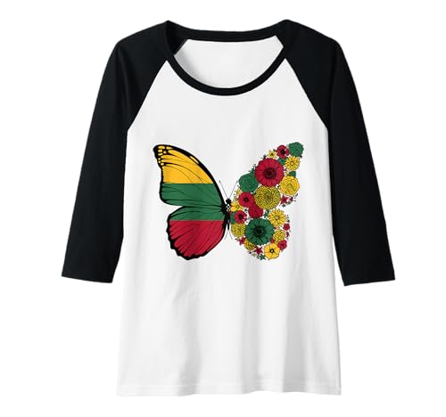 Damen Litauische Flagge Herkunft Litauen Stolz Schmetterling Raglan von Stolze Litauische Wurzeln