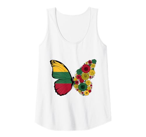 Damen Litauische Flagge Herkunft Litauen Stolz Schmetterling Tank Top von Stolze Litauische Wurzeln