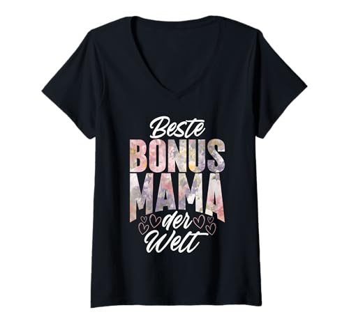 Damen Beste Bonus Mama Der Welt Stolze Mutter Muttertag Witze T-Shirt mit V-Ausschnitt von Stolze Mama Liebevolle Bonusmama Mutter Mommy
