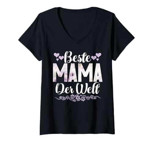 Damen Beste Mama Der Welt Muttertag Mutter Mom Mutterschaft Eltern T-Shirt mit V-Ausschnitt von Stolze Mama Liebevolle Mami Mutter Mommy