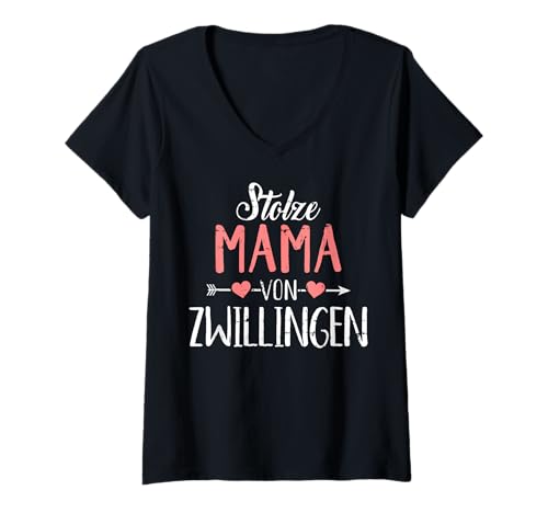 Damen Zwillinge Eltern Von Zwillingen Stolze Mama T-Shirt mit V-Ausschnitt Damen Zwillinge Eltern Von Zwillingen Stolze Mama T-Shirt mit V-Ausschnitt von Stolze Mama Von Zwillingen