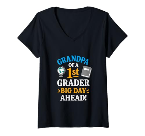 Damen Opa eines Erstklässlers - Back to School Design T-Shirt mit V-Ausschnitt Damen Opa eines Erstklässlers - Back to School Design T-Shirt mit V-Ausschnitt von Stolze Opa Erst-Klässler Designs