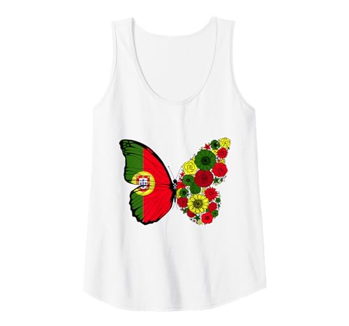 Damen Portugiesische Herkunft Portugal Stolz Schmetterling Tank Top von Stolze Portugiesische Wurzeln