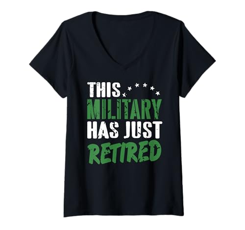 Damen Dieser Militärheld geht endlich in den Ruhestand T-Shirt mit V-Ausschnitt Damen Dieser Militärheld geht endlich in den Ruhestand T-Shirt mit V-Ausschnitt von Stolze Ruhestandslinie der Streitkräfte