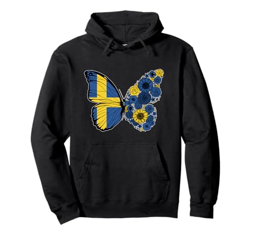 Schwedische Frauen Schweden Flagge Schmetterling Herkunft Pullover Hoodie von Stolze Schwedische Wurzeln