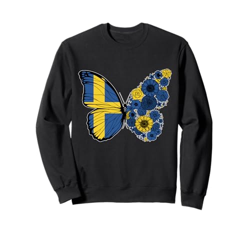 Schwedische Frauen Schweden Flagge Schmetterling Herkunft Sweatshirt von Stolze Schwedische Wurzeln