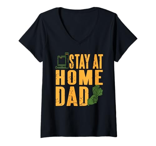 Damen Lustiger Zuhause Papa Computer Arbeit Familienhumor T-Shirt mit V-Ausschnitt Damen Lustiger Zuhause Papa Computer Arbeit Familienhumor T-Shirt mit V-Ausschnitt von Stolze Väter Homeoffice und Familienleben