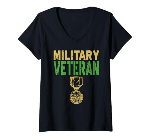Damen Militärveteran Ehrenmedaille Held Anerkennung T-Shirt mit V-Ausschnitt Damen Militärveteran Ehrenmedaille Held Anerkennung T-Shirt mit V-Ausschnitt von Stolzer Dienst Respektvolle Haltung