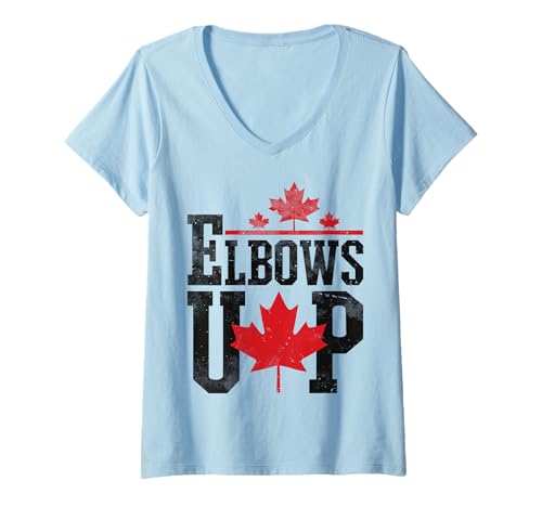 Damen Kanada Ellbogen hoch T-Shirt mit V-Ausschnitt von Stolzer Kanadier