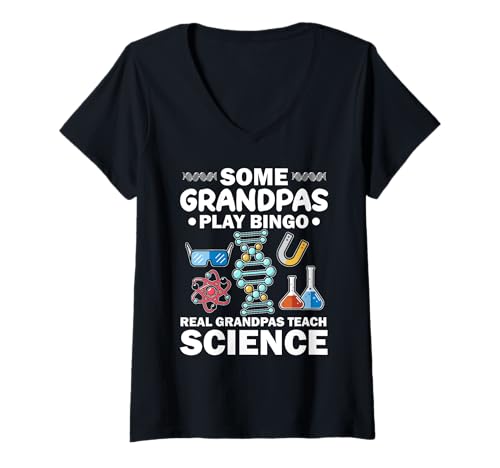 Damen Echte Opas Unterrichten Naturwissenschaft Lustig STEM T-Shirt mit V-Ausschnitt Damen Echte Opas Unterrichten Naturwissenschaft Lustig STEM T-Shirt mit V-Ausschnitt von Stolzer Opa Fan Wissenschaft Humor Familie