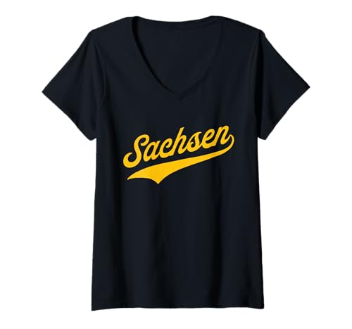 Damen Sachsen T-Shirt mit V-Ausschnitt Damen Sachsen T-Shirt mit V-Ausschnitt von Stolzer Ossi