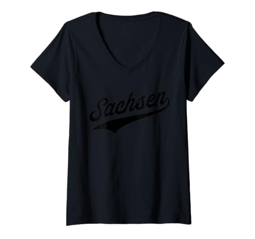 Damen Sachsen T-Shirt mit V-Ausschnitt Damen Sachsen T-Shirt mit V-Ausschnitt von Stolzer Ossi