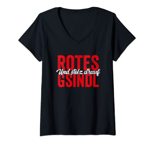 Damen Sozialdemokratie - Rotes Gsindl und Stolz drauf Österreich T-Shirt mit V-Ausschnitt von Stolzer Sozialdemokrat Politik Österreich Design