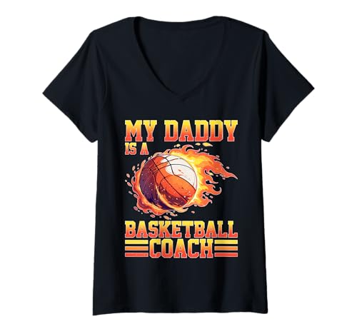 Damen My Daddy is A Basketball Coach Sport Kind Stolz T-Shirt mit V-Ausschnitt Damen My Daddy is A Basketball Coach Sport Kind Stolz T-Shirt mit V-Ausschnitt von Stolzes Kinder-Basketball-Coaching
