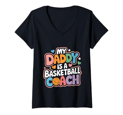 Damen My Daddy is A Basketball Coach Sportkind stolz |- T-Shirt mit V-Ausschnitt Damen My Daddy is A Basketball Coach Sportkind stolz |- T-Shirt mit V-Ausschnitt von Stolzes Kinder-Basketball-Coaching