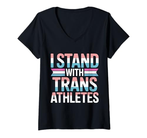 Damen I Stand with Trans Athletes LGBTQ Sports |- T-Shirt mit V-Ausschnitt von Stolzinklusivitätssport
