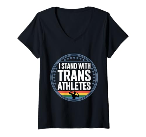 Damen I Stand with Trans Athletes LGBTQ Sports - T-Shirt mit V-Ausschnitt von Stolzinklusivitätssport