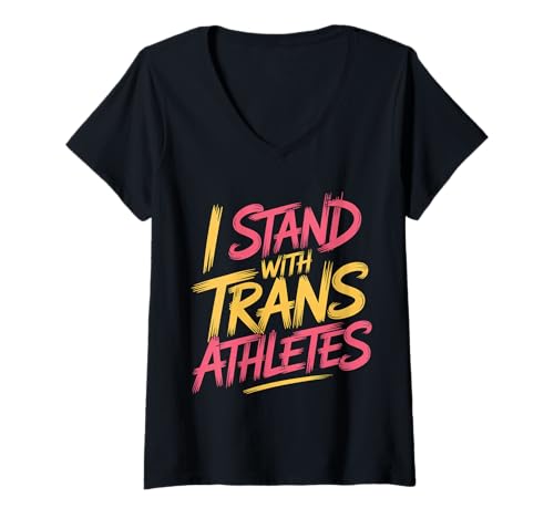 Damen I Stand with Trans Athletes LGBTQ Sports |- T-Shirt mit V-Ausschnitt von Stolzinklusivitätssport