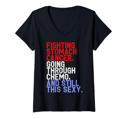 Damen Lustiger Magenkrebsbekämpfer Chemo-Patient inspirierend T-Shirt mit V-Ausschnitt Damen Lustiger Magenkrebsbekämpfer Chemo-Patient inspirierend T-Shirt mit V-Ausschnitt von Stomach Cancer Awareness Designs