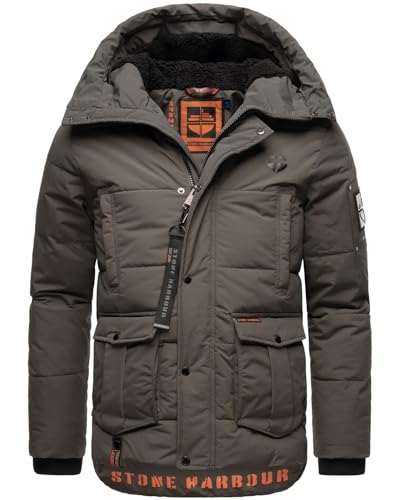 STONE HARBOUR Herren Parka Winterjacke mit Kapuze Steppjacke B733 [B733-Admar-Anthrazit-Gr.M] von STONE HARBOUR