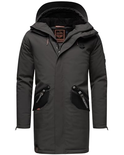 STONE HARBOUR Herren Winterjacke mit Kapuze gefüttert Wintermantel Winterparka B870 [B870-Ragaa-Anthrazit-Gr.XL] von STONE HARBOUR