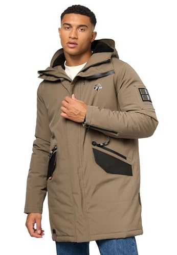 STONE HARBOUR Herren Winterjacke mit Kapuze gefüttert Wintermantel Winterparka B870 [B870-Ragaa-Stone-Brown-Gr.L] von STONE HARBOUR