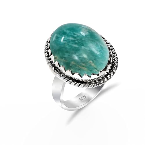 925 Sterling Silber Ring Natürlicher Amazonit Stein Ring Vintage Boho Zarter Ring für Männer Frauen Statement Ring 12x16 Oval Form Ring SH-SR70-P 925 Sterling Silber Ring Natürlicher Amazonit Stein Ring Vintage Boho Zarter Ring für Männer Frauen Statement Ring 12x16 Oval Form Ring SH-SR70-P von Stone House