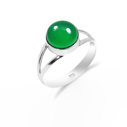 Grüner Onyx Ring Naturstein, 925 Sterling Silber Ring für Damen-Herren Vintage Minimalistisches Design Statement Ring Runde Form 10 Edelstein Ring SH-SR26-P Grüner Onyx Ring Naturstein, 925 Sterling Silber Ring für Damen-Herren Vintage Minimalistisches Design Statement Ring Runde Form 10 Edelstein Ring SH-SR26-P von Stone House