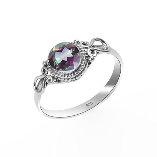 Mystischer Topas Ring 925 Sterling Silber Natürlicher Edelstein Ring, Statement Herren-Damen Vintage Boho Handarbeit Runde Form 6 mm Verlobungsring MYST-10,5 Mystischer Topas Ring 925 Sterling Silber Natürlicher Edelstein Ring, Statement Herren-Damen Vintage Boho Handarbeit Runde Form 6 mm Verlobungsring MYST-10,5 von Stone House