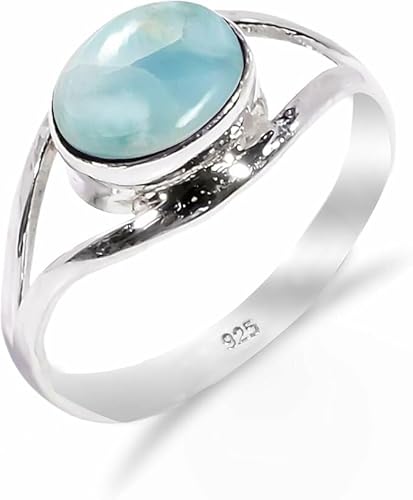 Ring mit Larimar Stein 925 Sterling Silber Ring für Frauen Männer Hochzeit, Verlobungsring Minimalistisches Design RB-01-LRMR von Stone House