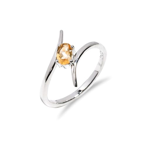 Ring mit Naturstein Citrin Silberring mit 925 Sterling handgefertigter Ring für Männer-Frauen Verlobung, Alltagsring R-089-24-P von Stone House