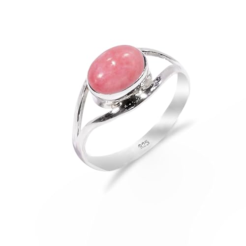 Rosa Opal Edelstein 925 Sterling Silber Handgefertigter Solitär Traditioneller Verlobungsring für Damen und Herren RB-01-PNKOPL-6.5 von Stone House
