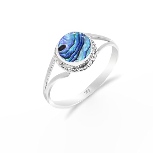 Silberring für Frauen Abalone Muschel Naturstein Ring Handarbeit Boho Schmuck Runde Form 925 Sterling Silber Bezal Set Minimalist Ring Herren Versprechensring RB-04-ABLN-11.5 Silberring für Frauen Abalone Muschel Naturstein Ring Handarbeit Boho Schmuck Runde Form 925 Sterling Silber Bezal Set Minimalist Ring Herren Versprechensring RB-04-ABLN-11.5 von Stone House