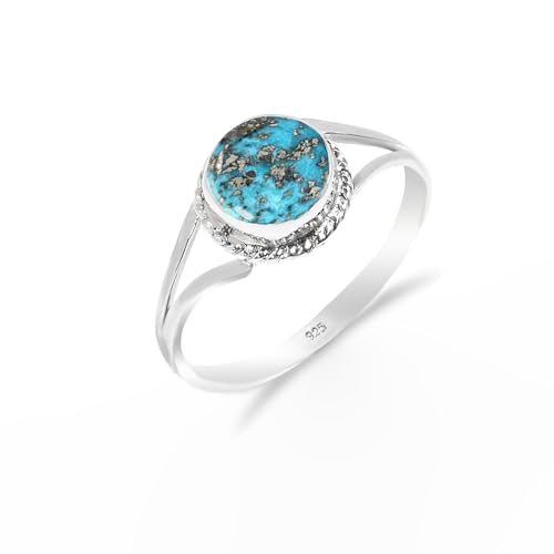 Silberring für Frauen Blau Kupfer Türkis Naturstein Ring Handarbeit Böhmischer Schmuck Runde Form 925 Sterling Silber Bezal Set Minimalistischer Ring Männer Versprechensring RB-04-BLCT-8.5 Silberring für Frauen Blau Kupfer Türkis Naturstein Ring Handarbeit Böhmischer Schmuck Runde Form 925 Sterling Silber Bezal Set Minimalistischer Ring Männer Versprechensring RB-04-BLCT-8.5 von Stone House