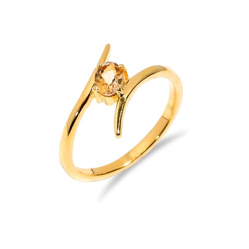 Stone House Damenring, 925er Sterlingsilberring mit ovaler Form, Herren-Jubiläums-Ehering, natürlicher Citrin-Edelsteinring R-089-24-P von Stone House