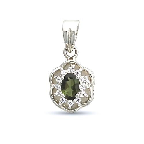 Stone House Moldavit Edelstein 925 Sterling Silber Boho Charm Oval Cut 4x6mm Form Silber Anhänger Für Frauen Schmuck SP-618 von HIMALYA QUARTZ