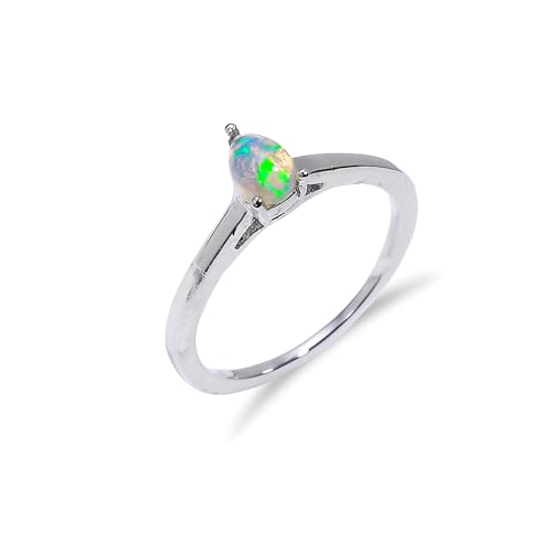 Stone House Natürlicher äthiopischer Opal-Sterlingsilberring – Atemberaubender Silberring mit Regenbogen-Feueropal-Edelstein (R014) von Stone House