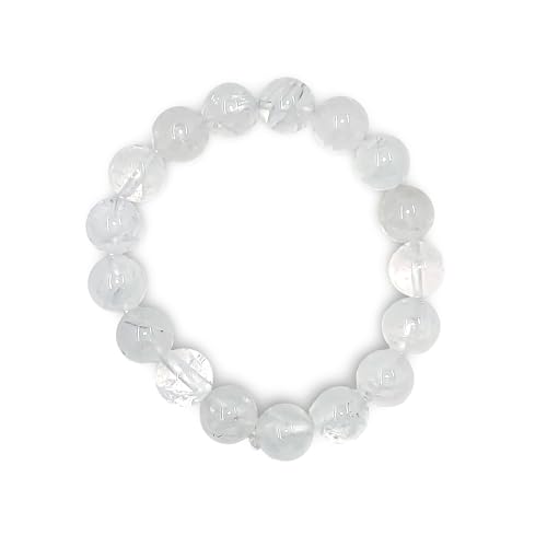 Stone House Weißes Himalaya-Quarz-Stretcharmband – Spiritueller Heilsteinschmuck – Natürliche Kristallperlen für Gleichgewicht und positive Energie W4-12 mm von Stone House